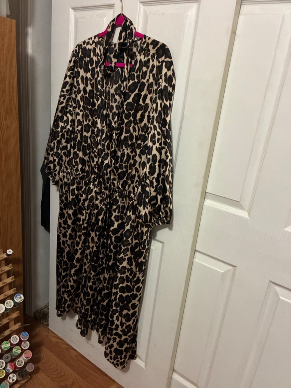 Lane Bryant Beige and Black Leopard-Print Long Sleeve Dress